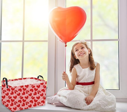 Sanjiaofeng Rectangular Valentine's Day Basket Love Storage Bins,Girls Storage Basket with Handles.Clothers,Books,Kid's Gifts Bins. (Overlapping Love)