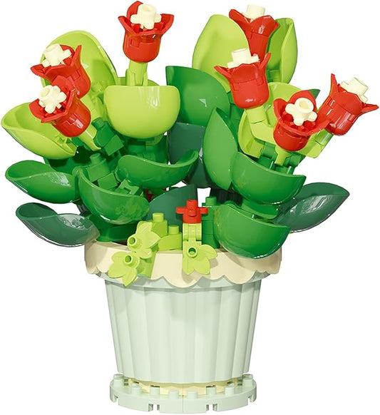 Jade Mini Flower Potted Plant Bonsai Building Toy Blocks Particle Flower Botanical