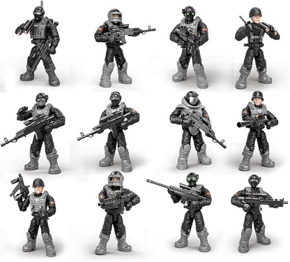 24 PCS Special Forces Building Block Action Mini-Figures Blind Bags with Multiple Military Weapons Accessories Equipment Assembly Building Toys Party Favors for Boys