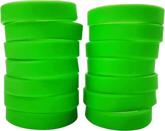 50 PCS Silicone Bracelets Wristbands for kid, Sports Rubber Elastic Wristband Bracelet for Party Decorations Favors Set Pack Green
