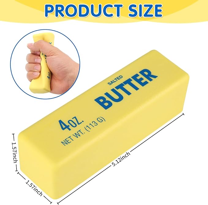 Butter Squishy- Slow Rising Fidget Toys, Novelty Stress Relief Squeeze Toys for Adults & Kids, Party Favors Gift Sensory Toy (3 PCS)