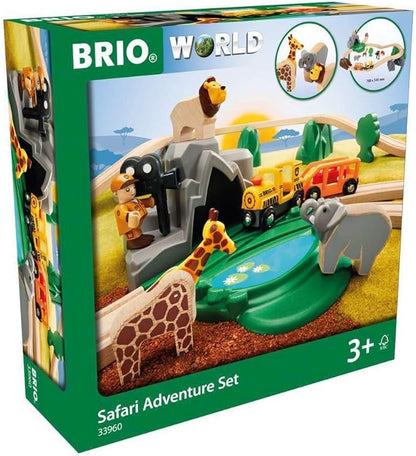 BRIO World 33960 - Safari Adventure Set - 26 Piece FSC-Certified Wooden Toy Train Set for Kids Ages 3 and Up | Imaginative Play | Educational | Compatible Railway Systems