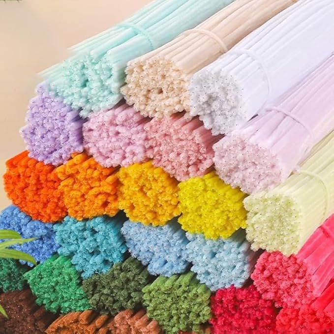 300 Pcs Thick Pipe Cleaners Craft Supplies 3 Assortment Pastel Pink,White,Green Color Chenille Stems for Art and Craft Projects Creative DIY Decorations,Gifts for Mom (Lily color-300pcs)
