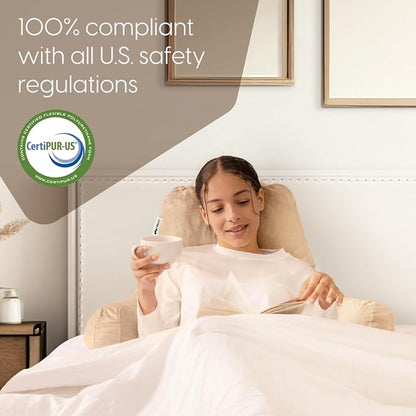 Milliard Reading Pillow with Shredded Memory Foam, Large Adult Backrest with Arms, Back Support for Sitting Up in Bed with Washable Cover (Sit up Pillow) (Cream)