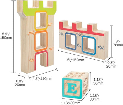 Wooden Building Blocks for Toddlers 2-3, ABC/Animals Castles Montessori Toys, Preschool Learning Toys Stacking Block for Preschool Girls and Boys Gifts