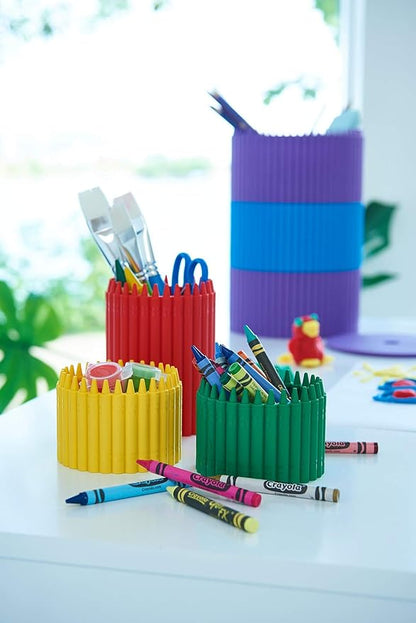 Crayola Crayon Cup for Kids - Colorful Pen, Pencil and Crayon Holder for Creative Kids Desk Organization - Cerulean, Suitable for Kids 3.5 Years and Up