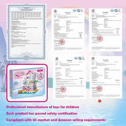 Seaside Villa Building Set 573 Pieces Toys for Girls Building Blocks House Toys Beach Villa Construction Toys Holiday Cottage Building Bricks Toys for Girls Age 6+
