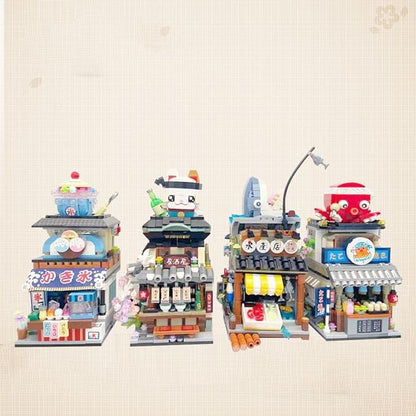 Japanese Street View Ice Drink Shop Mini Building Blocks, MOC Creative DIY Simulation Architecture, 668 Pcs Mini Simulation Architecture Construction Toy