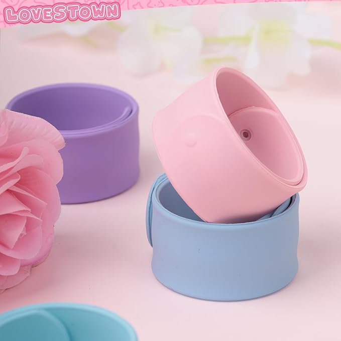 LovesTown 12PCS Silicone Slap Bracelets, Colorful Snap Bracelets Slap Bracelets Bulk for DIY Kids Gifts Classroom Prizes Party Favors