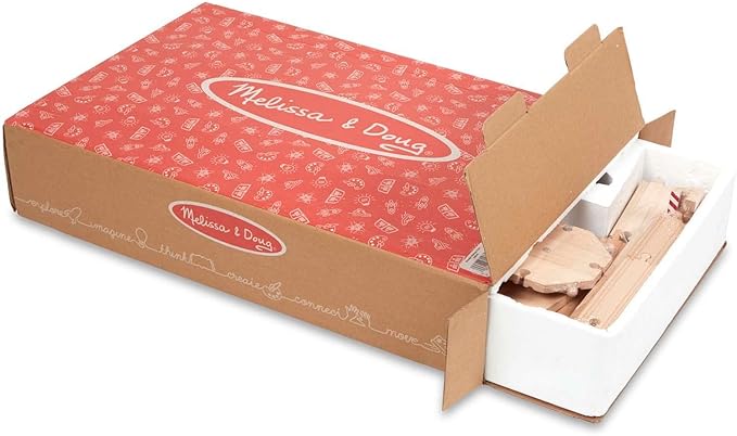 Melissa & Doug Wooden Railway Set, 130 Pieces - Wooden Train Set for Toddlers Ages 3+