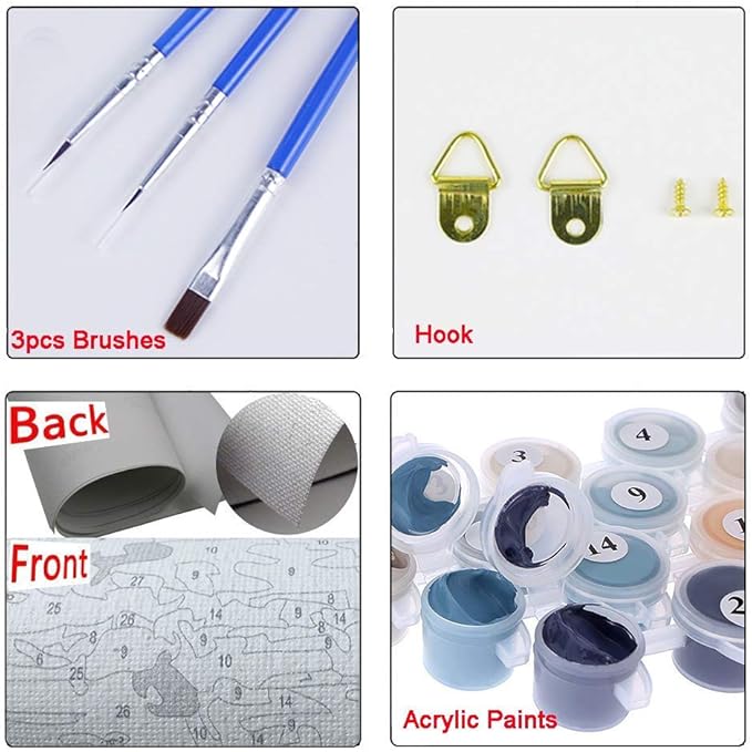 Elftoyer Paint by Numbers for Kids & Adults & Beginner, DIY Canvas Painting Gift Kits for Home Decoration - Colorful Elephants 16 x 20 inch (Without Framed)