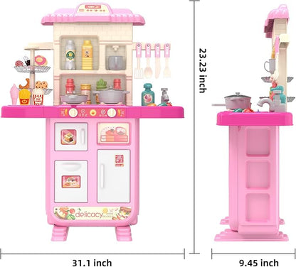 Play Kitchen for Girls & Boys - Realistic Toy Kitchen Set with Lights, Sounds, & Water Circulation for Ages 3-8