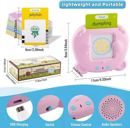 RT&BS Talking Flash Cards for Toddlers, Montessori Toys Flash Cards, Speech Therapy Toys, Gift for Kids Children, 224 Sight Words Pink