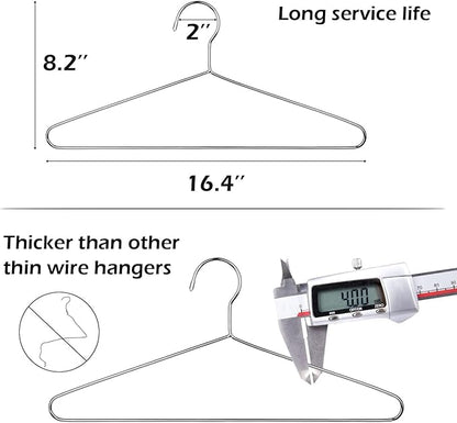 KEETDY 50 Pack Metal Hangers Coat Hangers Heavy Duty Stainless Steel Clothes Hanger for Closet Clothing Shirt Suit Pant 16.4 Inch
