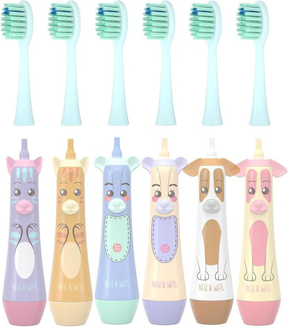 NELL&WELL 6 Pieces Replacement Toothbrush Heads for NW010/NW-006/NW-007 Sonic Electric Toothbrush (Blue)