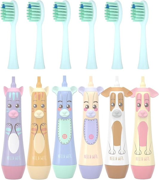 NELL&WELL 6 Pieces Replacement Toothbrush Heads for NW010/NW-006/NW-007 Sonic Electric Toothbrush (Blue)