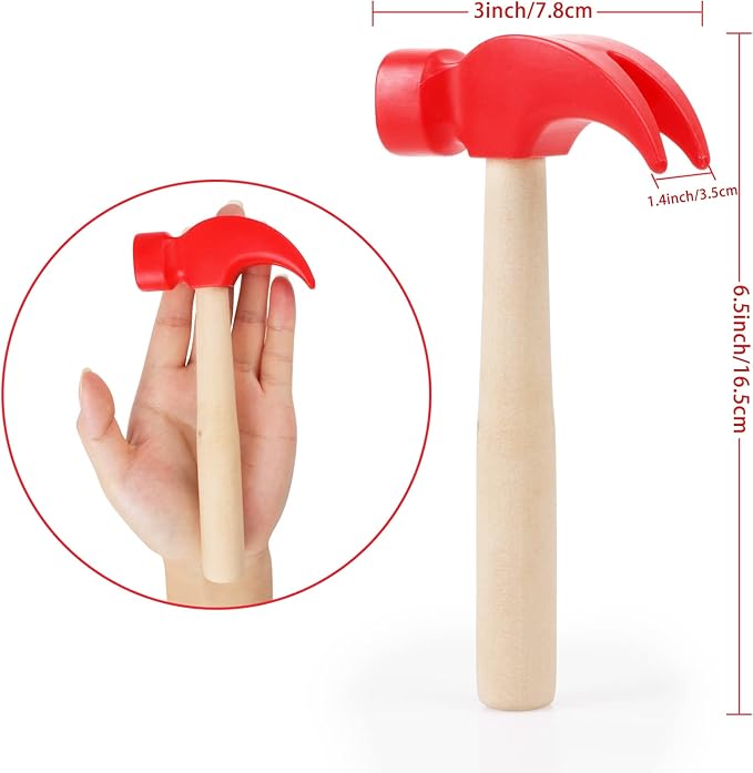 Fowecelt Wooden Hammer Toys Simulation Hammers Maintenance Tools Educational Toys for Kids Birthday Party Games Supplies