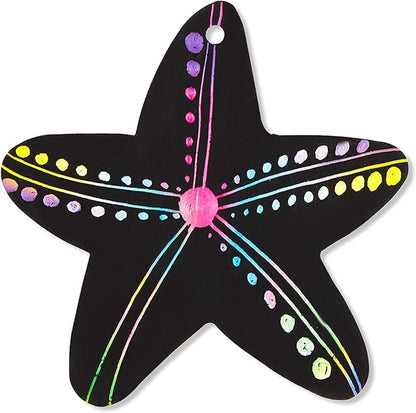 Bright Creations Rainbow Scratch Paper, Ocean Sea Animal Ornaments (50 Pack)