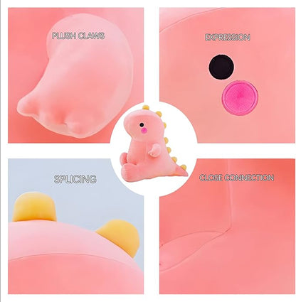 Cute Dinosaur Plush Toys, Fat Dinosaur Soft Stuffed Animals Toys Dolls, Dino Plushies Doll Cute Birthday Gifts for Kids Girls Boys (Pink,8in)