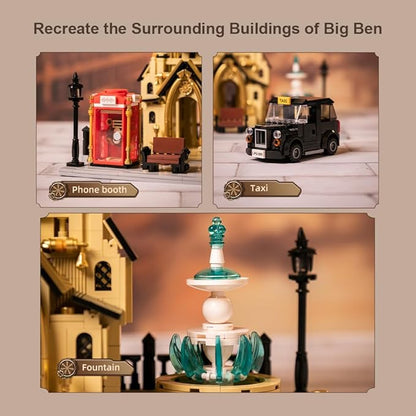 BRICKKK Architecture Big Ben Building Set - Steampunk Clock Tower Construction Kit for Adults and Teens, Famous Landmarks London Model, Collectible Building Bricks Toys