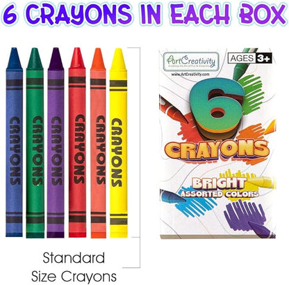 ArtCreativity Crayons Bulk Set - 100 Crayon Packs - 6 Crayons in Each Pack - 600 Total - Crayons for Kids in Red, Orange, Yellow, Green, Blue, Purple - Bulk Crayons for Classroom and Party Favors