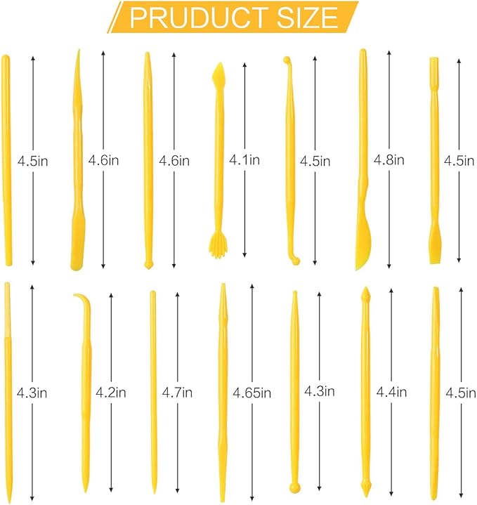 Clay Tools, 14-Piece DIY Plastic Polymer Carving Set Clay Kit Pottery Modeling for Carving, Styling, Embossing, Suitable Beginner