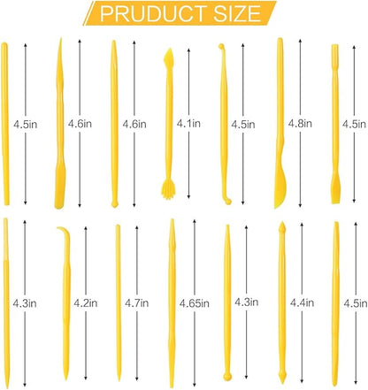 Clay Tools, 14-Piece DIY Plastic Polymer Carving Set Clay Kit Pottery Modeling for Carving, Styling, Embossing, Suitable Beginner