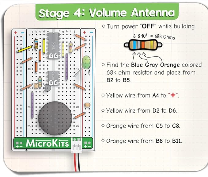 MicroKits Theremin Electronics Kit | Educational Electronic Music STEAM/STEM Kits for Kids or Grown Ups | No Tools Needed Easy to Build Breadboard Kit