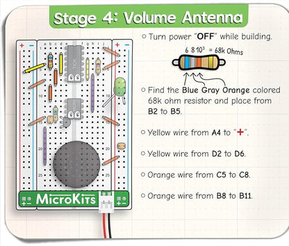 MicroKits Theremin Electronics Kit | Educational Electronic Music STEAM/STEM Kits for Kids or Grown Ups | No Tools Needed Easy to Build Breadboard Kit