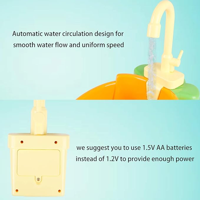 Ruibytree Play Kitchen Sink Toy, Water Toys for Kids with Electronic Dishwasher, Pretend Play Utensils Accessories and Play Cutting Food for Boys and Girls (Cute Carrot)