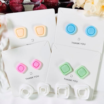 Xaekicr Polymer Clay Cutters Geometric Stud Earring Set – 4 Pairs Modern Clay Cutters for Polymer Clay Jewelry, Clay Tools and Molds for DIY Earrings