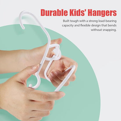 Kids Hangers,Stackable Baby Hangers 100 Pack,Ultra Thin Kid Hangers for Space Saving, Durable Baby Clothes Hangers for Kid Kids Toddler Child Children,Windproof Toddler Hangers White