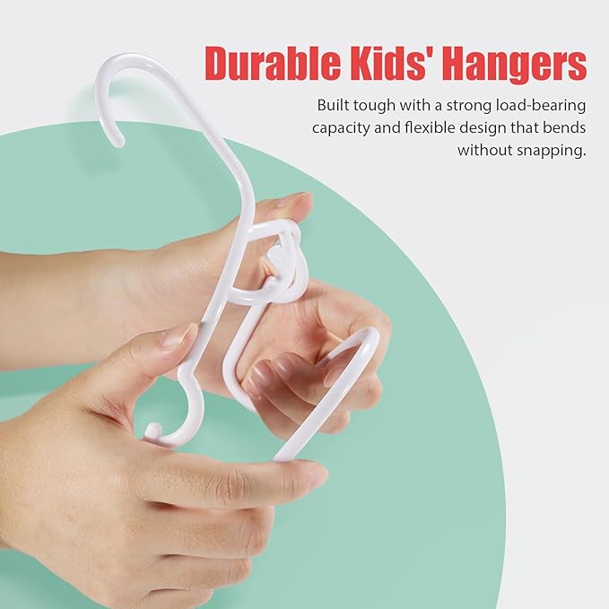 Baby Hangers, 60PCS White Kids Hangers, Multifunctional Kids Clothes Hangers, Toddler Hangers for Kids Toddlers and Children, Durable Hangers for Kids, Stackable Design for Spacing Saving