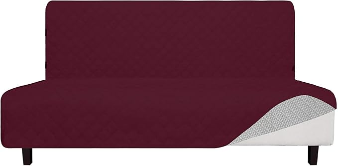 Easy-Going Sofa Slipcover Futon Cover Waterproof Couch Cover Furniture Protector Cover Pets Covers Whole Fabric No Stitching Non-Slip Fabric Pets Kids Children Dog Cat (Futon, Wine)
