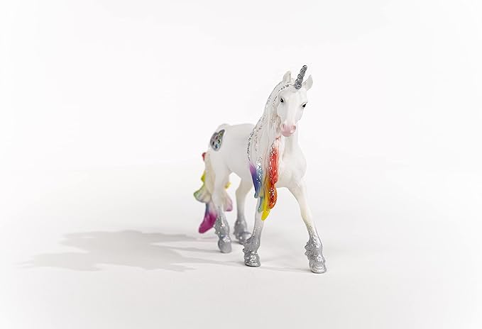Schleich bayala, Unicorn Toys for Girls and Boys, Rainbow Love Unicorn Stallion with Glitter and Rhinestone Details, Ages 5+, Multicolor, 4.5 inch