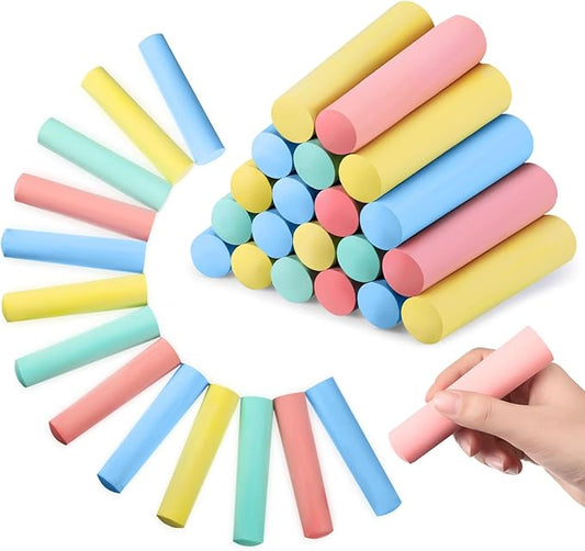Fulmoon 40 Pcs Jumbo Sidewalk Chalk for Kids Outdoor Art Non Toxic Large Washable Street Chalk for Adults Drawing Painting Graffiti Classroom(Multicolor,Round Style)