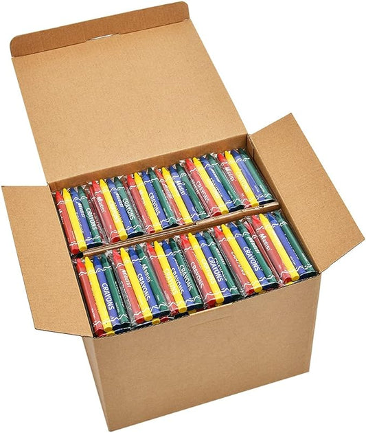Madisi Crayons Bulk Pack, Regular Size, 4 Colors, cellophane 250 Packs, 1000 Count