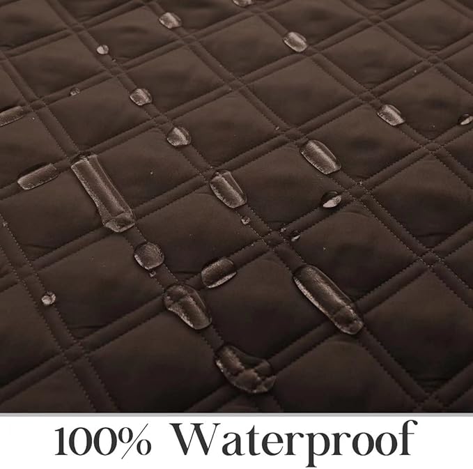 TOMORO Non-Slip Quilted Recliner Cover, 100% Waterproof Recliner Chair Slipcover Furniture Protector with Pockets, Washable Couch Cover with Elastic Straps for Kids and Pets，23 Inch