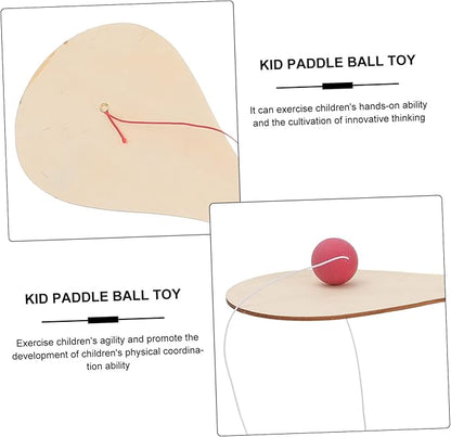 24 Pcs White Billet Wooden Racket Wood Paddle Ball Toy DIY Graffiti Paddle Ball Kid Paddle Ball Toy Wooden Paddle Ball Graffiti Wood Paddle Ball DIY Wood Paddle Ball