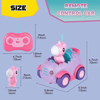 Nueplay Remote Control Car for Toddler Age 2 3 4 5, Electric RC Car Toys with Light & Music, Toddler Toys, Race Car Vehicles, Horse Figures Truck, Christmas Birthday Gift for Baby Girls, Purple