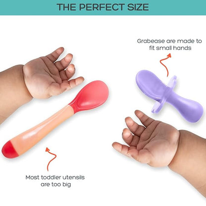 Grabease Toddler & Baby Feeding Utensils Set - Lavender Forks and Spoons - Plastic, 1 Set Toddler Forks - Baby Cutlery