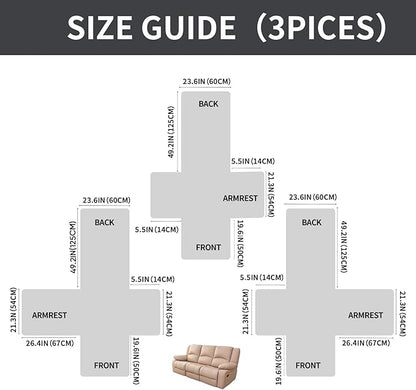 Easehomey Waterproof Recliner Sofa Cover,Non-Slip Reclining Sofa Covers for 3 Seat,Washable Reclining Sofa Cover Furniture Protector with Elastic Straps Pocket for Kids, Pets(Dark Gray,3Seat)