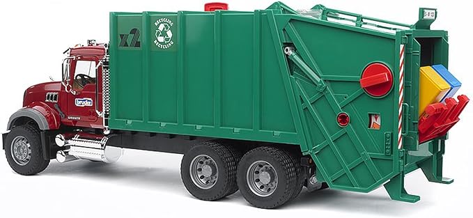 Bruder Mack Granite Garbage Truck (Ruby red-Green)