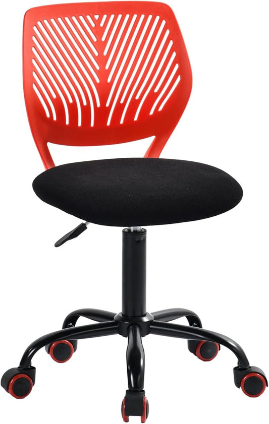 Homy Casa Armless Home Office Desk Chair, Colorful Task Chair with Soft Mesh Padded Cushion, Height Adjustable Swivel Study Computer Chair for for Girls Boys Teens (CO-Black, 1PC)