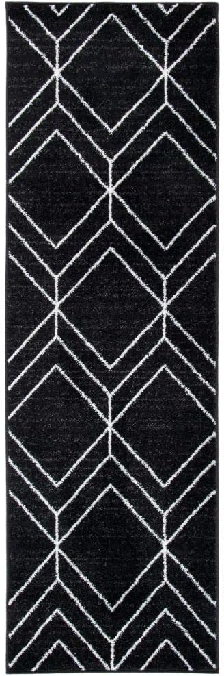 SAFAVIEH Adirondack Collection Runner Rug - 2'6" x 8', Black & Ivory, Modern Geometric Design, Non-Shedding & Easy Care, Ideal for High Traffic Areas in Living Room, Bedroom (ADR241Z)