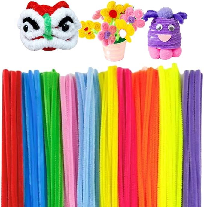 300 Pcs Thick Pipe Cleaners Craft Supplies 7 Assortment Pastel Macaron Color Chenille Stems for Art and Craft Projects Creative DIY Decorations (Light color-300pcs)