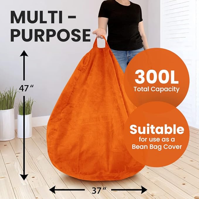 Bean Bag Stuffed Animal Storage Or Cover | No Filler | Extra Large | for Adults Or Kids | Double Stitched | Durable Zipper | Premium Microsuede