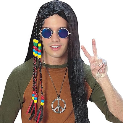 amscan Peace Sign Necklace, Black/Silver