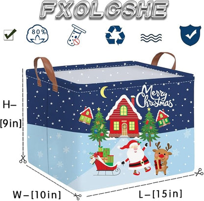 Rectangular Christmas tree Basket,Nursery Hamper,Waterproof and foldable Tree Basket Baby Storage Bin,Toy Organizer,Boy and Girls Christmases Room Decor(Christmas)