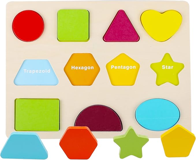 Wooden Puzzles for Toddlers, Kesletney Wooden Alphabet Number Shape Learning Puzzles for Kids, 3 in 1 Montessori Preschool Educational Toys for Boys Girls Ages 3 4 5 Years Old